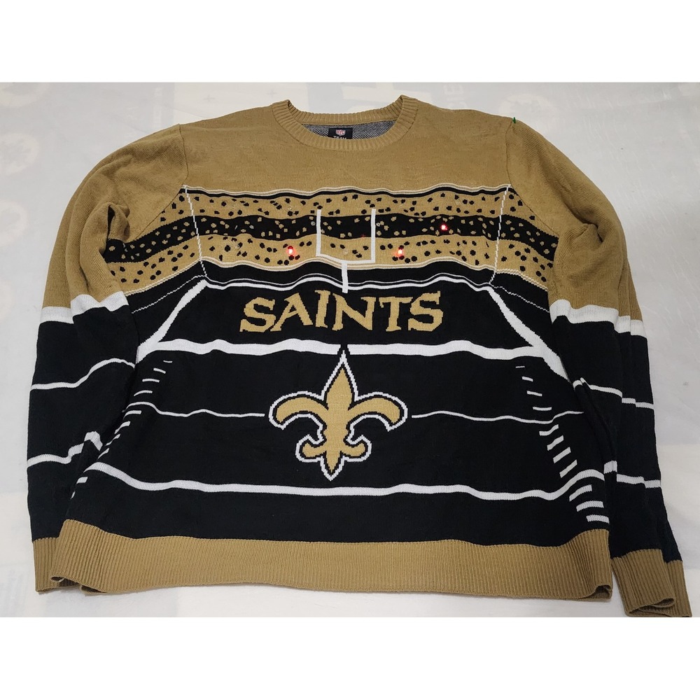 New Orleans Saints Ugly Christmas Sweater Men's 2XL NFL Team Apparel Festive